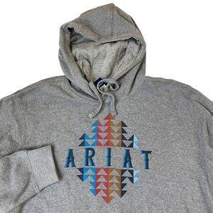 Ariat Real Aztec Western Hoodie Sweatshirt Women 1X Heather Gray Beartooth NWT